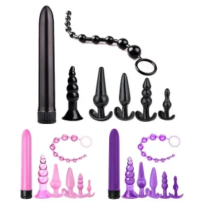 Kit Prazer Anal com 1 Vibrador Personal e 6 Plugs