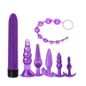Kit Prazer Anal com 1 Vibrador Personal e 6 Plugs